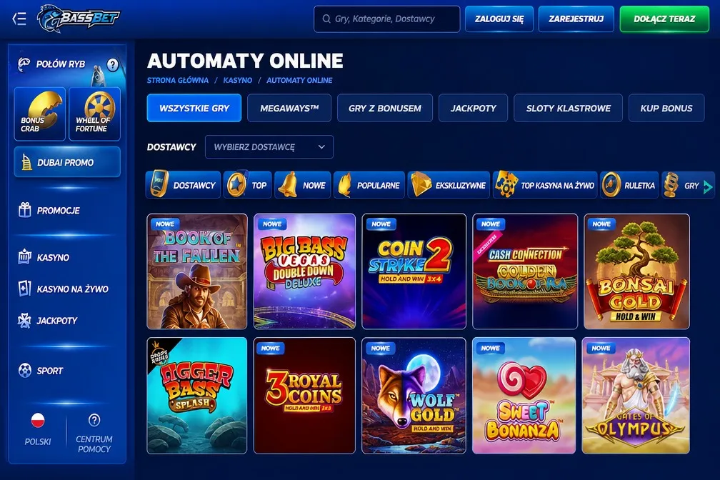 Co znajdziesz w lobby casino BassBet
